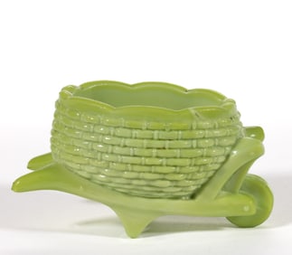 GREENTOWN WHEELBARROW OPAQUE GLASS OPEN SALT