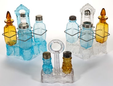 ASSORTED BELMONT EAPG CONDIMENT SETS, LOT OF THREE