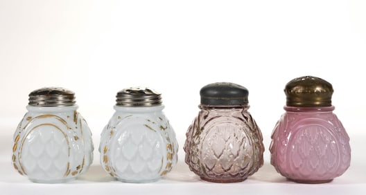 NORTHWOOD CROCODILE TEARS GLASS SALT AND PEPPER SHAKERS, LOT OF FOUR