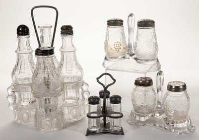 ASSORTED EAPG AND OTHER CASTER / CONDIMENT SETS, LOT OF FOUR