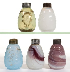 NORTHWOOD CARNELIAN (OMN) / EVERGLADES GLASS SALT AND PEPPER SHAKERS, LOT OF FIVE