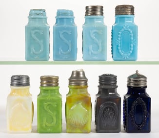 ASSORTED CHALLINOR SQUARE SALT AND PEPPER SHAKERS, LOT OF NINE