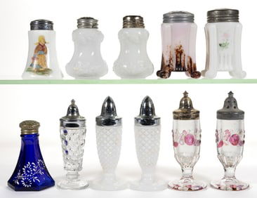 ASSORTED WESTMORELAND SALT AND PEPPER SHAKERS, LOT OF 11