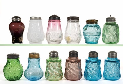 ASSORTED EAPG SALT AND PEPPER SHAKERS, LOT OF 12
