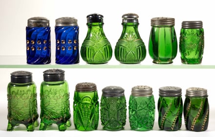 ASSORTED EAPG SALT AND PEPPER SHAKERS, LOT OF 13