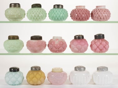 ASSORTED CONSOLIDATED OPAQUE SALT AND PEPPER SHAKERS, LOT OF 15