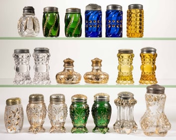 ASSORTED EAPG SALT AND PEPPER SHAKERS, LOT OF 19