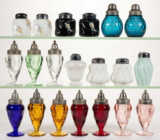 ASSORTED FENTON SALT AND PEPPER SHAKERS, LOT OF 20