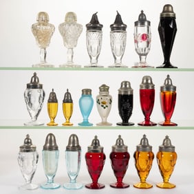 FENTON AND OTHER ELEGANT-TYPE SALT AND PEPPER SHAKERS, LOT OF 21