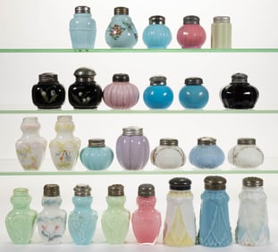 ASSORTED OPAQUE SALT AND PEPPER SHAKERS, LOT OF 26