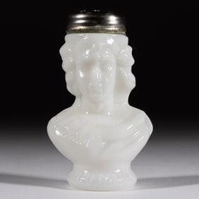 NOVELTY FIGURAL CHRISTOPHER COLUMBUS MILK GLASS SALT SHAKER