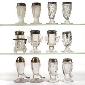 ASSORTED EAPG FIGURAL SALT AND PEPPER SHAKERS, LOT OF 12