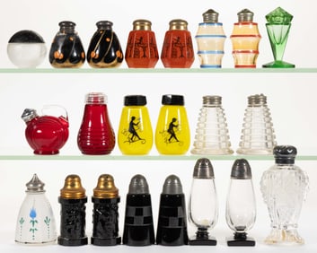 ASSORTED ART DECO SALT AND PEPPER SHAKERS, LOT OF 22