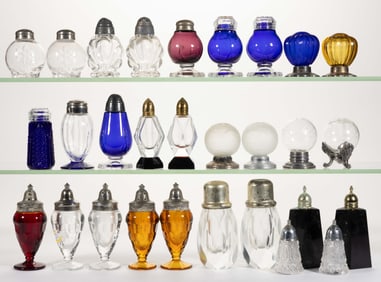 ASSORTED DEPRESSION AND ELEGANT ERAS SALT AND PEPPER SHAKERS, LOT OF 29