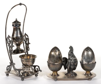 PAIRPOINT SILVER-PLATED CONDIMENT / SHAKER SETS, LOT OF TWO