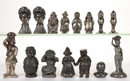 ASSORTED SILVER-PLATED AND OTHER METAL FIGURAL SALT / PEPPER SHAKERS, LOT OF 15