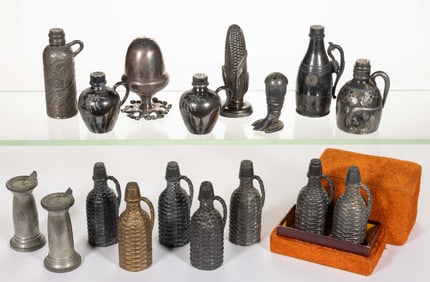 ASSORTED SILVER-PLATED / OTHER METAL FIGURAL SALT / PEPPER SHAKERS, LOT OF 17