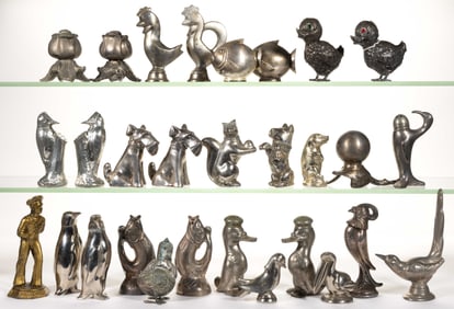 ASSORTED SILVER-PLATED AND OTHER METAL FIGURAL SALT AND PEPPER SHAKERS, LOT OF 29