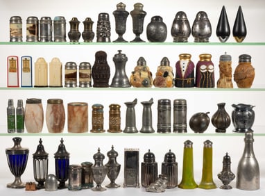 ASSORTED MATERIALS SALT / PEPPER SHAKERS AND OTHER ARTICLES, UNCOUNTED LOT