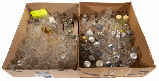 ASSORTED EAPG AND OTHER SALT AND PEPPER SHAKERS, UNCOUNTED LOT IN TWO BOXES