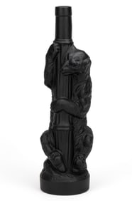 FIGURAL "POLAR BEAR AND LAMP POST" BLOWN-MOLDED GLASS LIQUOR DECANTER / BOTTLE