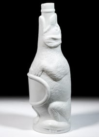 FIGURAL "DAWES DOG" BLOWN-MOLDED GLASS LIQUOR DECANTER / BOTTLE