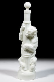 FIGURAL "POLAR BEAR AND LAMP POST" BLOWN-MOLDED GLASS LIQUOR DECANTER / BOTTLE