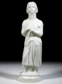 FIGURAL "JOAN OF ARC" BLOWN-MOLDED GLASS BOTTLE / DECANTER OR CANDY CONTAINER