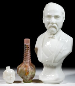 ASSORTED FIGURAL BLOWN-MOLDED GLASS BOTTLES, LOT OF THREE