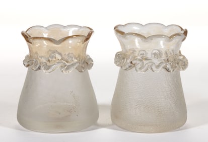 POMONA - FIRST AND SECOND PATENT ETCHING TOOTHPICK HOLDERS, LOT OF TWO