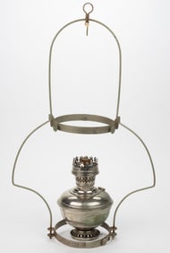 ALADDIN MODEL NO. 3 NICKEL-PLATED AND METAL KEROSENE HANGING LAMP