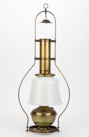 ALADDIN MODEL NO. 4 BRASS AND METAL KEROSENE HANGING LAMP