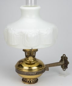 ALADDIN MODEL NO. 6 BRASS AND IRON KEROSENE WALL BRACKET LAMP