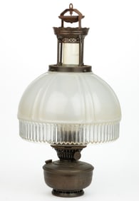 ALADDIN MODEL NO. 12 NICKEL-PLATED FOUR-POST KEROSENE HANGING LAMP