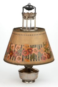 ALADDIN NICKEL-PLATED METAL MODEL NO. 12 FOUR-POST KEROSENE HANGING LAMP