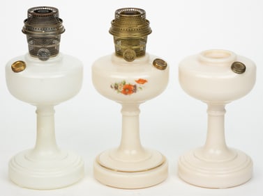 ALADDIN MODEL NOS. B-26, B-76A, AND B-30 / SIMPLICITY KEROSENE STAND LAMPS, LOT OF THREE