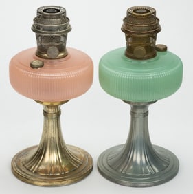 ALADDIN MODEL NO. B-97 AND B-98 / QUEEN KEROSENE STAND LAMPS, LOT OF TWO