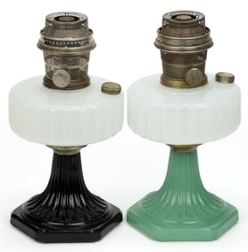 ALADDIN MODEL NOS. B-124 AND B-125 / CORINTHIAN KEROSENE STAND LAMPS, LOT OF TWO