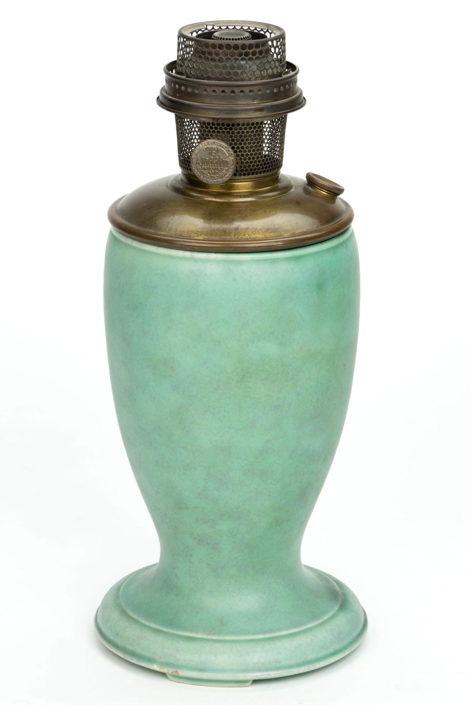 ENGLISH CERAMIC ALADDIN ALADDINIQUE CROWN DEVON KEROSENE VASE LAMP