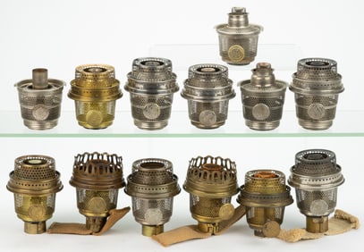 ALADDIN MODEL NOS. A, 6, 7, AND 12 KEROSENE LAMP BURNERS, LOT OF 13