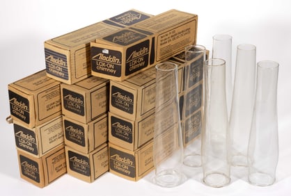 ASSORTED ALADDIN LOX-ON CHIMNEYS, LOT OF 17