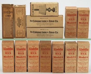 ASSORTED ALADDIN MODEL NOS. AND OTHER UNUSED KEROSENE LAMP BURNER WICKS, LOT OF 14