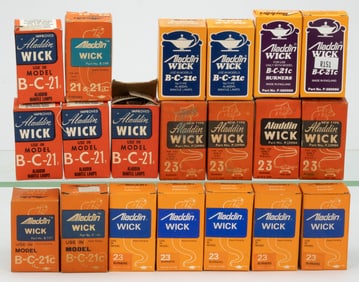 ASSORTED ALADDIN MODEL NOS. UNUSED KEROSENE LAMP BURNER WICKS, LOT OF 20