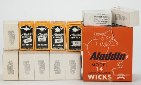 ASSORTED ALADDIN MODEL NOS. UNUSED KEROSENE LAMP BURNER WICKS, LOT OF 29