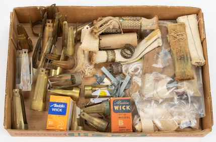 ASSORTED ALADDIN MODEL NOS. AND OTHER KEROSENE LAMP BURNER WICK COMPONENTS / PARTS, UNCOUNTED LOT