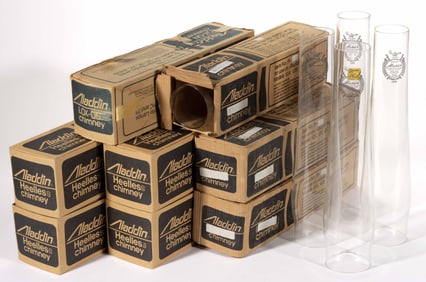 ASSORTED ALADDIN HEELLESS / SLIP CHIMNEYS, LOT OF 12