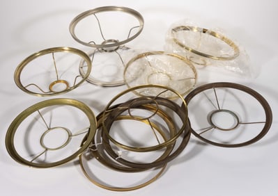 ASSORTED ALADDIN AND OTHER 10" LAMP SHADE RING HOLDERS, LOT OF 11
