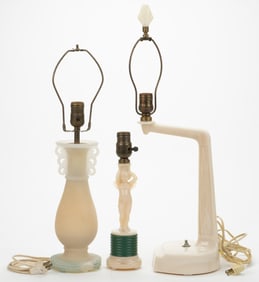 ALADDIN MODEL NOS. G46, G155, AND G202 ALACITE ELECTRIC TABLE LAMPS, LOT OF THREE