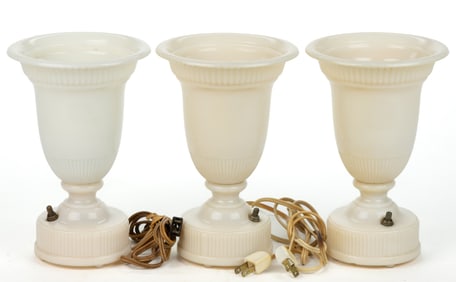 ALADDIN MODEL NO. G-376 ALACITE ELECTRIC LIGHTED URN LAMPS, LOT OF THREE