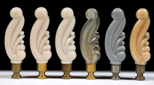 ALADDIN PLUME ELECTRIC LAMP FINIALS, LOT OF SIX
